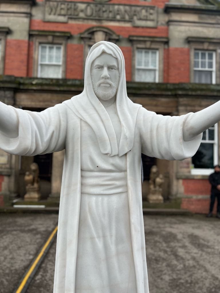 The statue of Ahmed al-Hassan at AROPL headquarters in England.