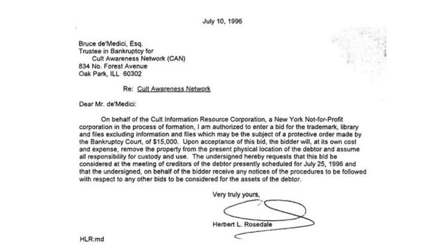 The letter by their attorney, Herbert Rosedale (1932–2002) shows the old CAN group’s attempt to purchase their records.