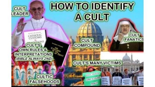 The cavalier use of the word “cult” has been easily extended to the Catholic Church. From Facebook.