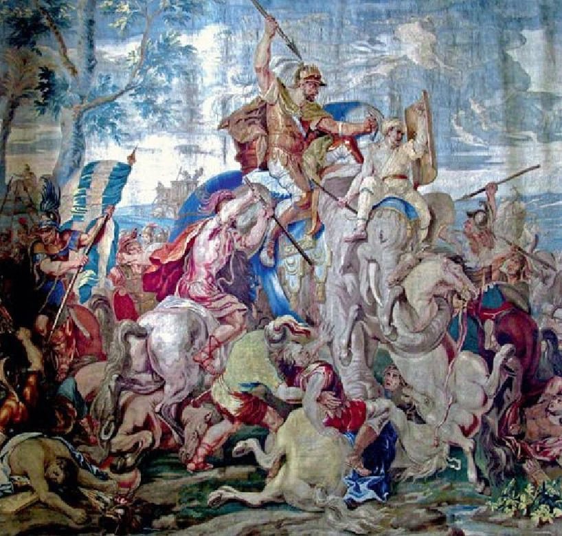 The Battle of Gaugamela, tapestry after a painting by Charles Le Brun (1619–1690). Credits.
