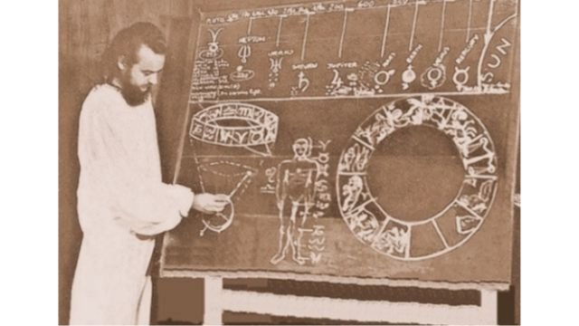 Raynaud de la Ferrière teaching the theory of astrological ages. Credits.