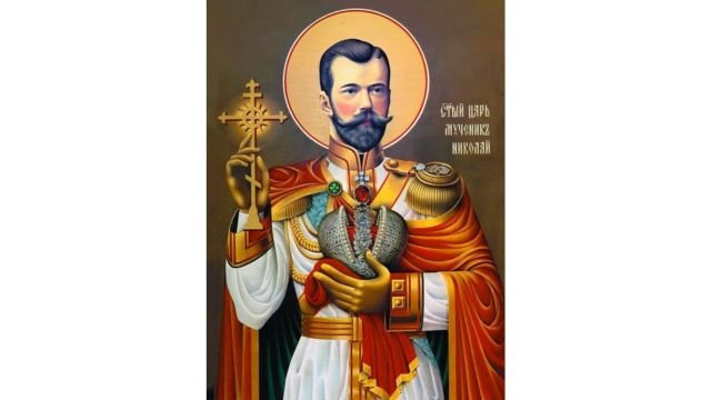 Orthodox icon of Tsar Nicholas II (1868–1918) as a saint. From X.