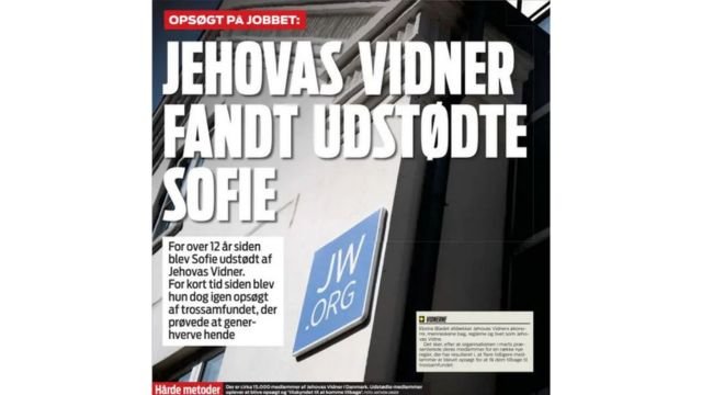 Historien om et “udstødt” Jehovas Vidne, et visuelt eksempel på den sensationelle tabloidstil i “Ekstra Bladet”.
