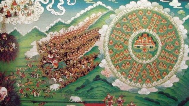 Shambhala in a Tibetan thangka of the 19th century. From X.