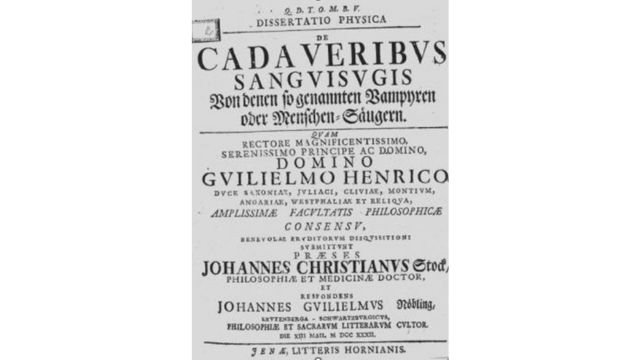 La “Dissertatio physica de cadaveribus sanguisugis” (1732).