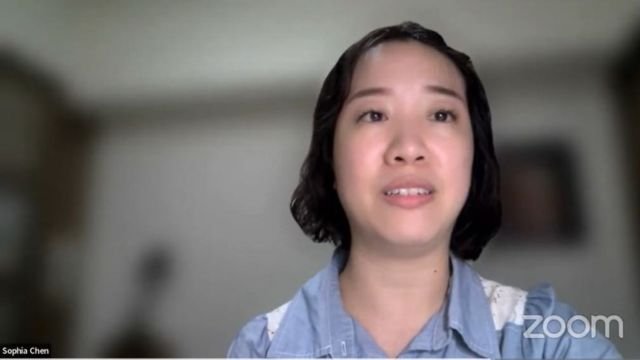 Sophia Chen presents her testimony.