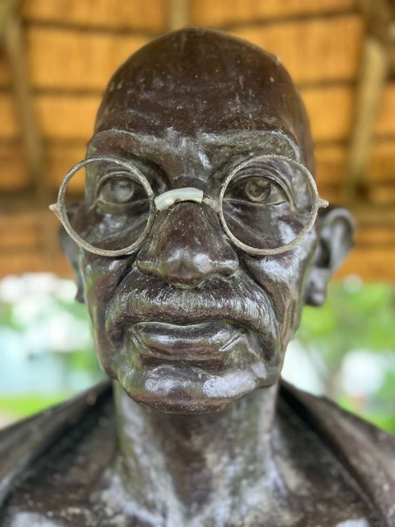 Bust of Gandhi at Phoenix, the ashram-like community where he lived near Durban, South Africa, between 1904 and 1914. Photo by Massimo Introvigne.