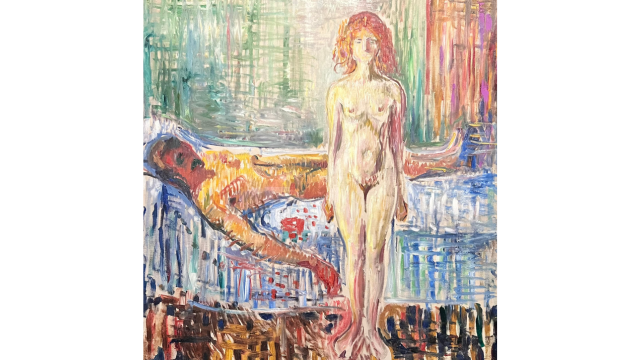 In 1907 Much painted “The Death of Marat,” paying homage to the famous painting with the same title by Jean-Louis David (1748–1825) but also representing himself as Marat and Tulla Larsen as Marat’s assassin.