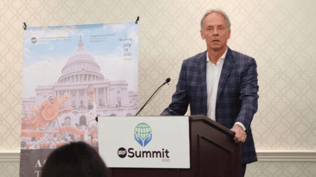 Professor Kenneth Jacobsen discussing the Tai Ji Men case at the Washington DC 2021 International Religious Freedom Summit.