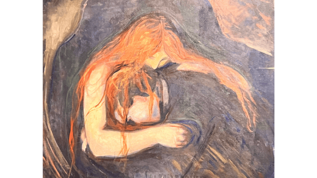 Two other versions of Munch’s “The Vampire,” also on display in Milan.