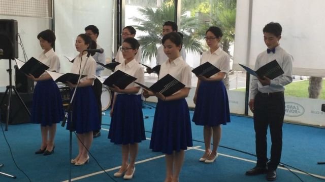 Rifugiati in Italia della CDO si esibiscono a Torino, 2018.