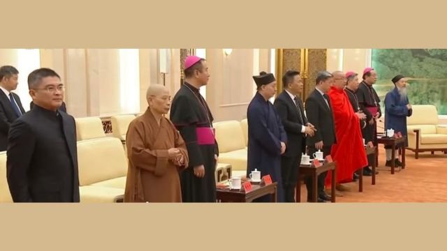 Leaders of the government-controlled religious associations at the symposium. From Weibo.
