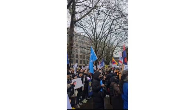 Another image of the protest. Courtesy of Stop Uyghur Genocide.