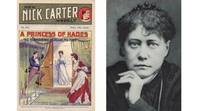 One of the Nick Carter stories featuring the fictional Irma Plavatsky, and the real Madame Blavatsky (right).
