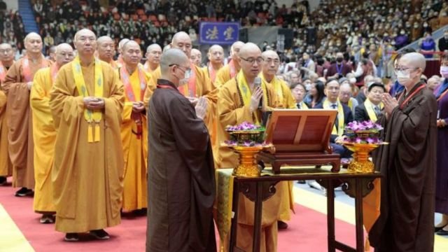 China Buddhist Association’s delegates at the ceremony in Taipei. From Weibo.