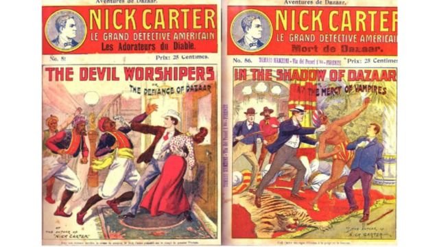 Two issues of the French version of Nick Carter’s Irma Plavatsky stories.