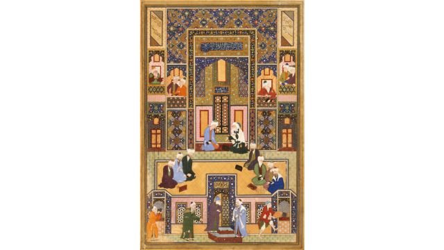 Abd Allah Musawwir (mid-16th century), “The Meeting of the Theologians.” Credits.