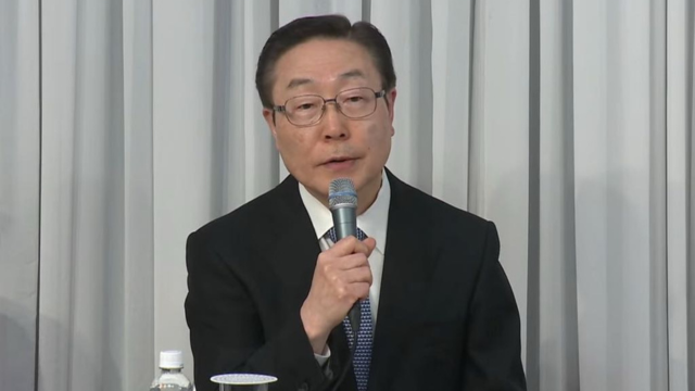 President Tomihiro Tanaka of Japan’s Family Federation at a press conference hours after the dissolution verdict of March 25.