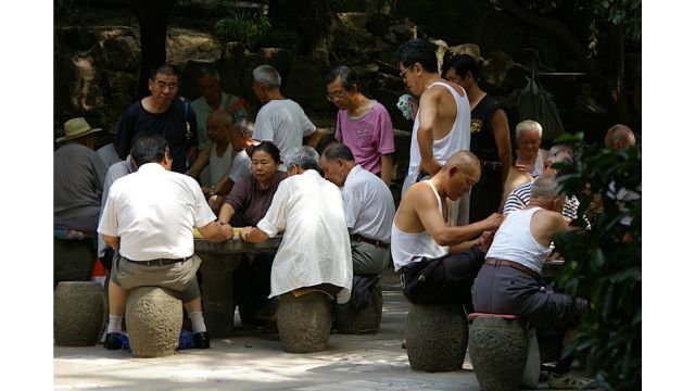 Retirees in China. Their number is constantly growing. Credits.