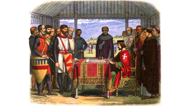 James William Edmund Doyle (1822&ndash;1892), &ldquo;King John [1166&ndash;1216] Signing the Magna Carta.&rdquo; Credits.