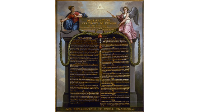 Jean-Jacques-François Le Barbier (1738–1826), “The Declaration of the Rights of the Man and of the Citizen.” Credits.