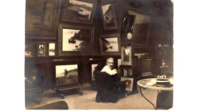 Schlatter in his studio. Credits.