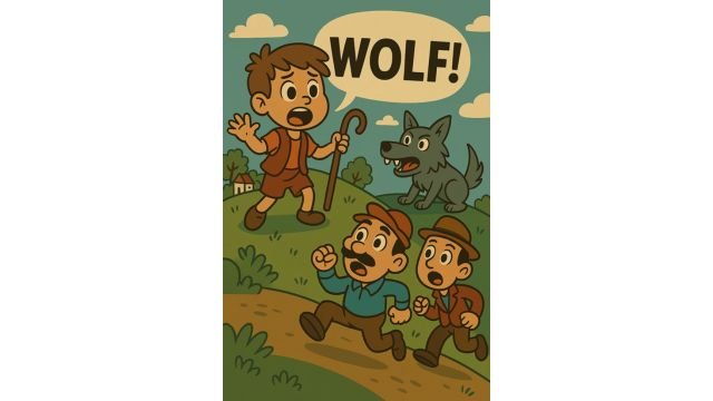 A cartoonish version of Aesop’s fable. AI-generated.