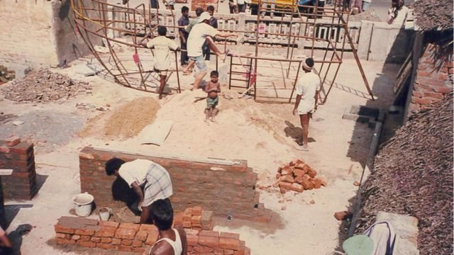 Building a playground in Chennai, 1995.