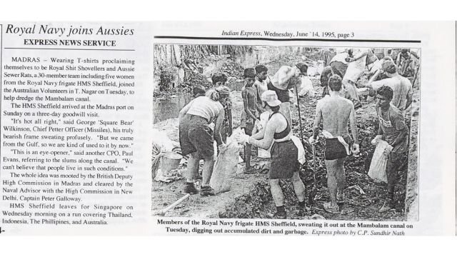 Media coverage of the HMS Sheffield’s sailors’ volunteer work.