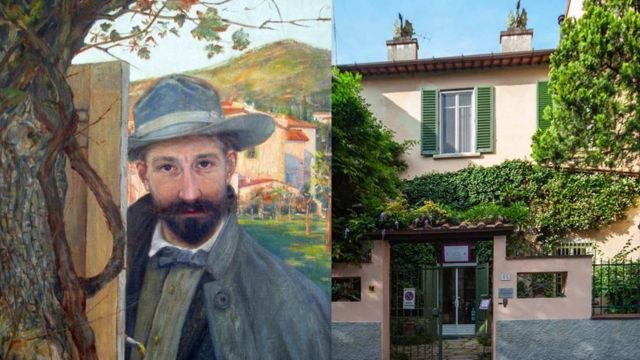 A self-portrait of Carlo Adolfo Schlatter (1903, credits) and his house-museum in Florence.