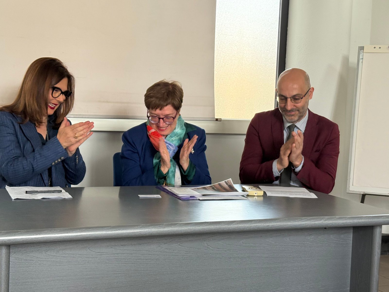 From left to right, Laura Pompeo, Maria Gabriella Mieli, and Domenico Garcea at the ISEF event.