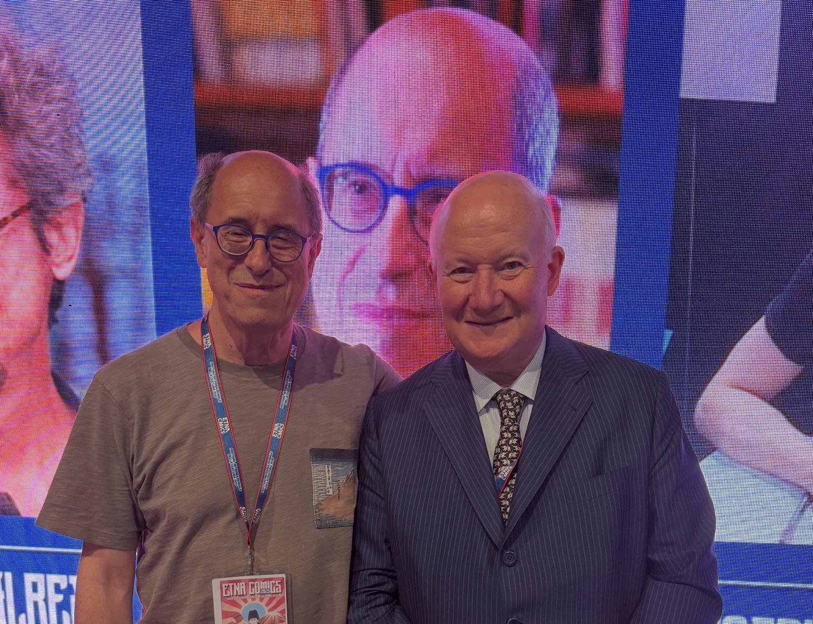 Massimo Introvigne at the launching event with the creator of the Italian legendary vampire comic “Dampyr,” Mauro Boselli.