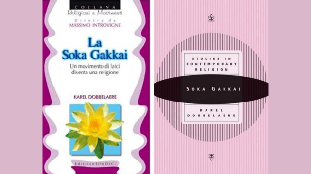 The Italian and English editions of Dobbelaere’s “Soka Gakkai: From Lay Movement to Religion.”