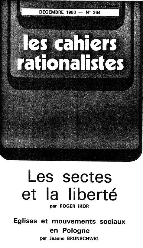 The issue of “Les Cahiers rationalistes” with Ikor’s article “Les sectes et la liberté.”