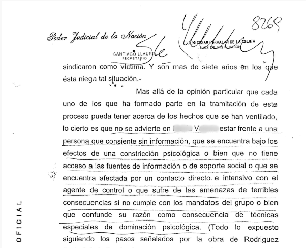 Conclusiones del juez Corvalán de la Colina sobre V.L.