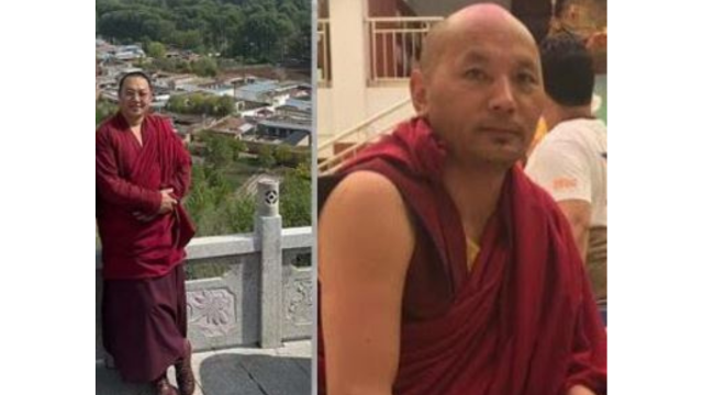 Geshe Shersang Gyatso (1973–2025), left, and Zega Gyatso, right. From X.