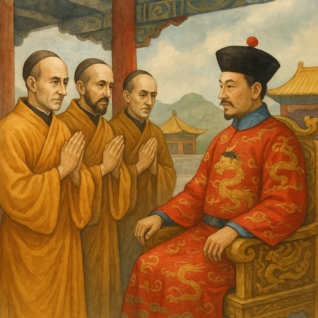 AI elaboration from Battiato’s song: “Gesuiti euclidei / vestiti come bonzi per entrare a corte degli imperatori.”