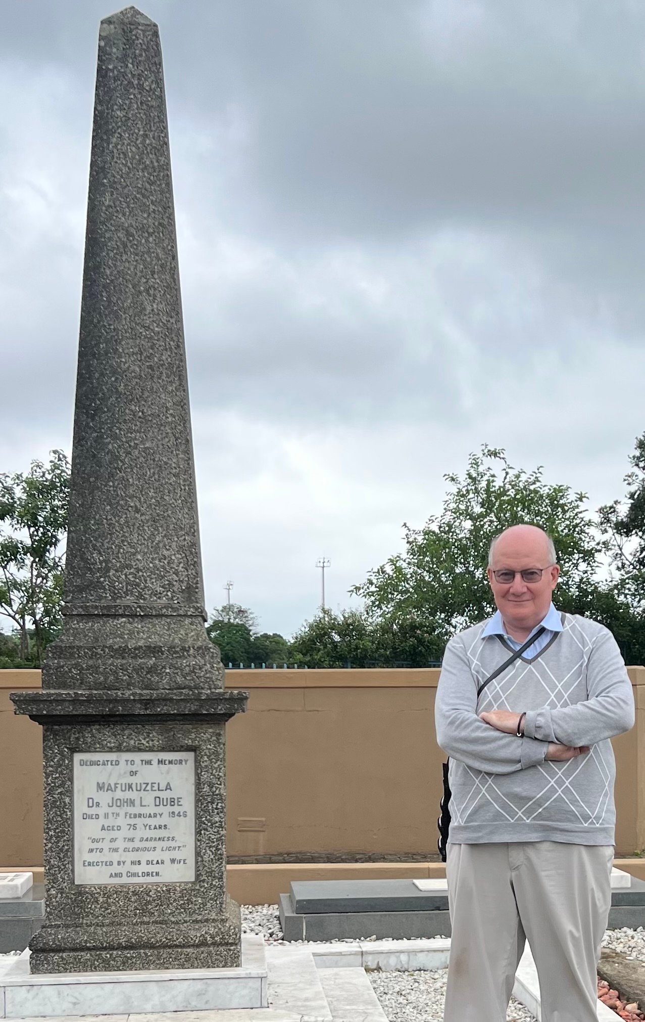 Massimo Introvigne at Dube’s grave in Inanda, December 4, 2024.