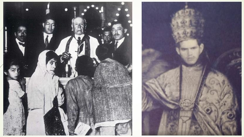 ICAM’s founder, José Joaquín Pérez Budar (1851–1931), and his successor, Pope Eduardo I (José Eduardo Dávila Garza, 1908-1985).