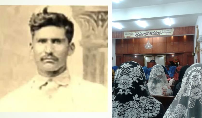 I.E.C.E. early leader Francisco Borrego Martínez (1898–1978) and a prayer meeting (I.E.C.E. still exists today in several countries).