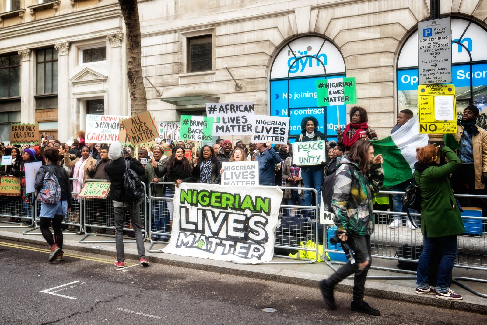 Demonstration in London against the kidnapping of Christian girls by Boko Haram. Credits.