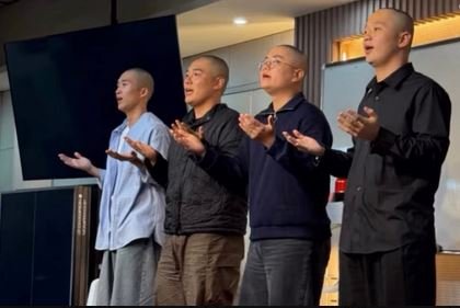 The four young adult members of the Segero Church who recently shaved their heads in protest. From X.
