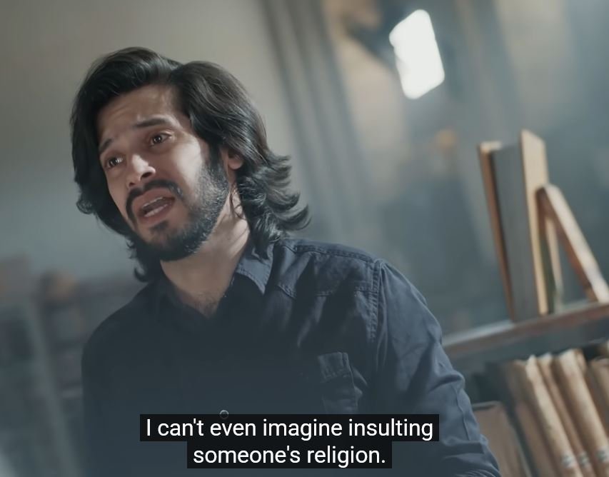 Young Rohit tries to defend himself against the accusation of blasphemy. Screenshot.