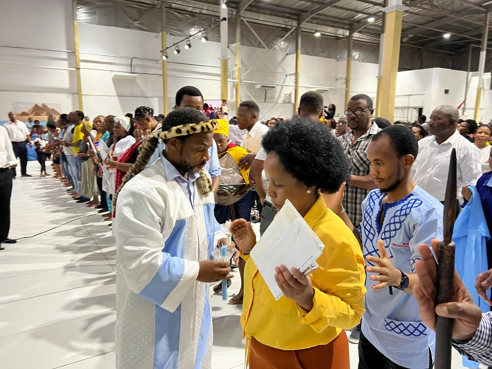 IMboni iNkosi YamaKhosi oMoya Radebe during a “service of enlightenment” in Johannesburg.