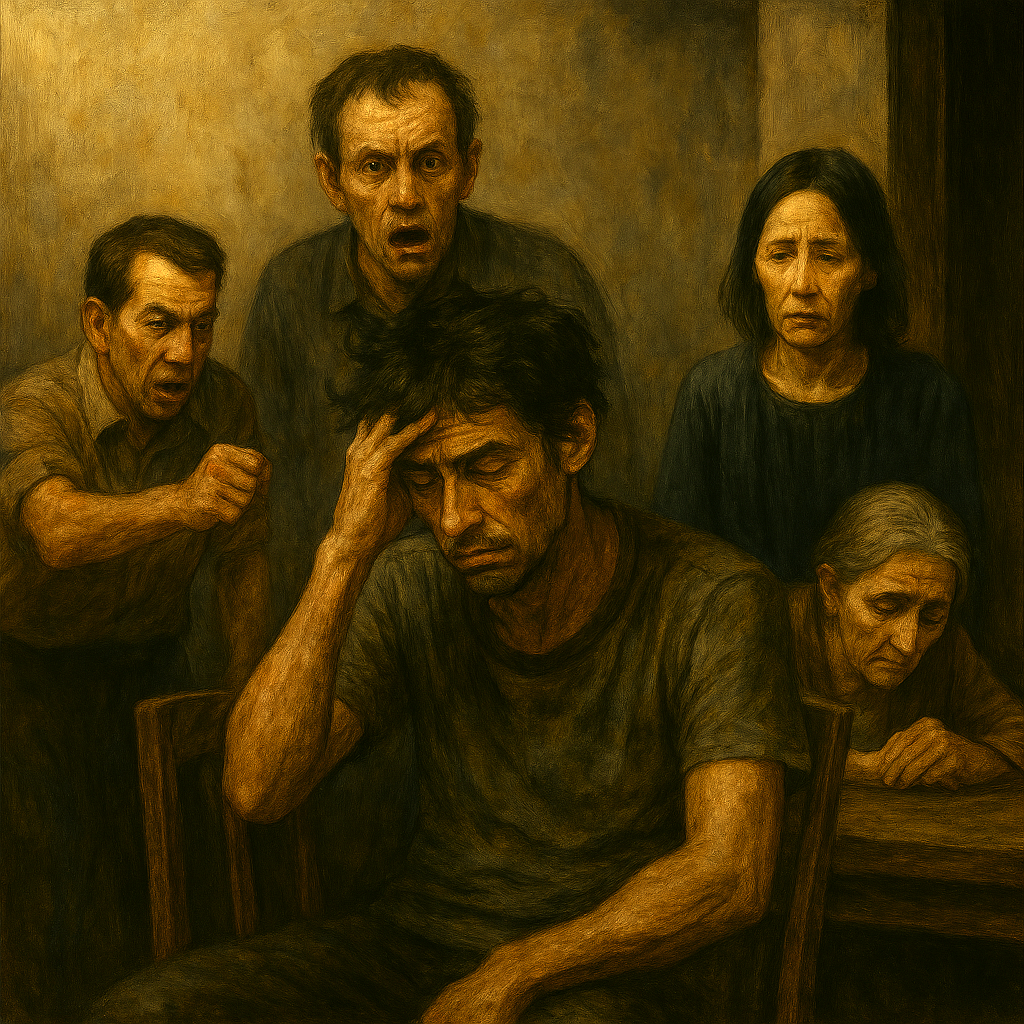 AI depiction of Tetsuya Yamagami’s complicated family relationships.