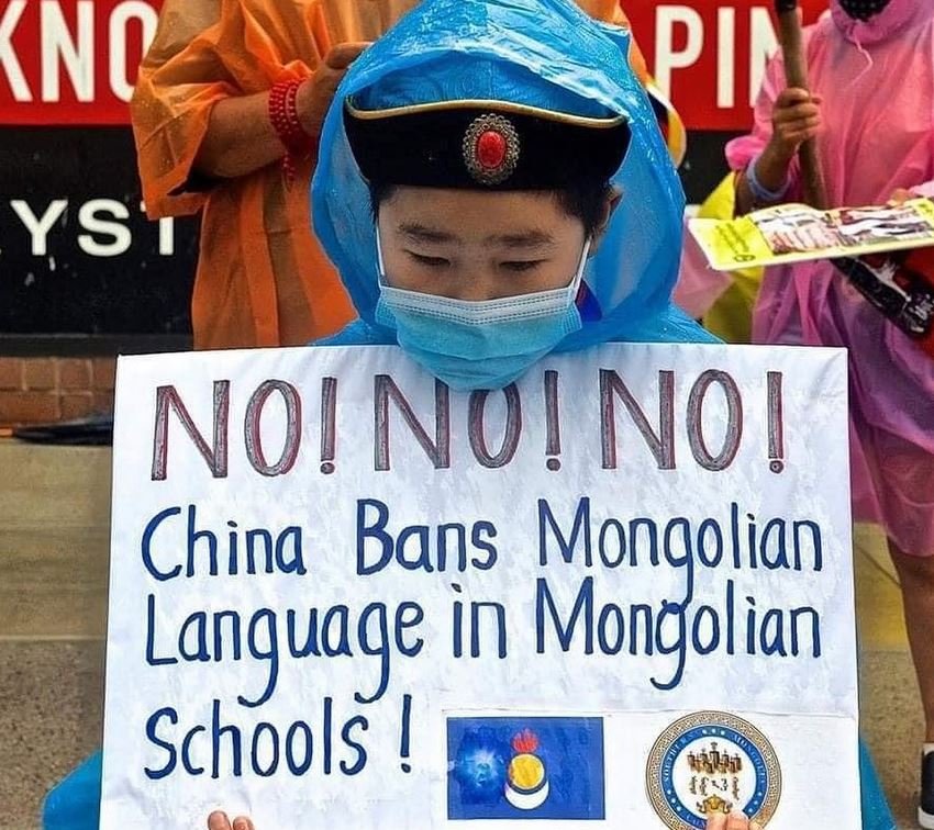 International protests against the suppression of the Mongolian language in Southern Mongolia. From Facebook.