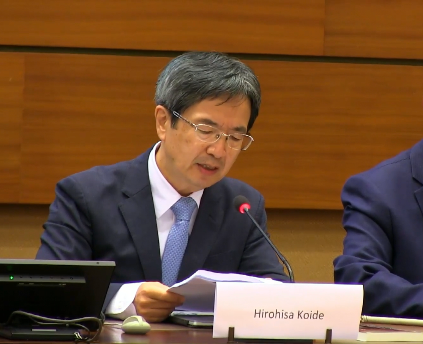 Dr. Hirohisa Koide testifying at the United Nations in Geneva on June 16, 2025.