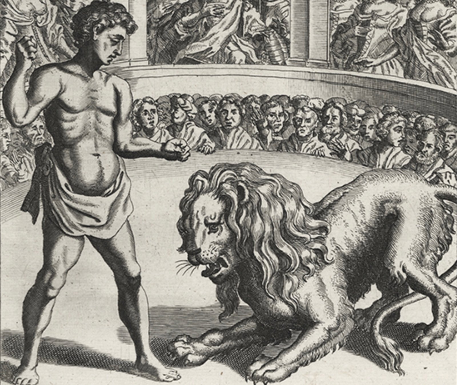 Francis Barlow (1626–1704), “Androcles and the Lion.” Somewhere, in the crowd, is the little man… From X.