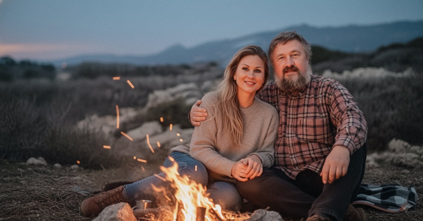 Konstantin Rudnev with his wife in Montenegro.