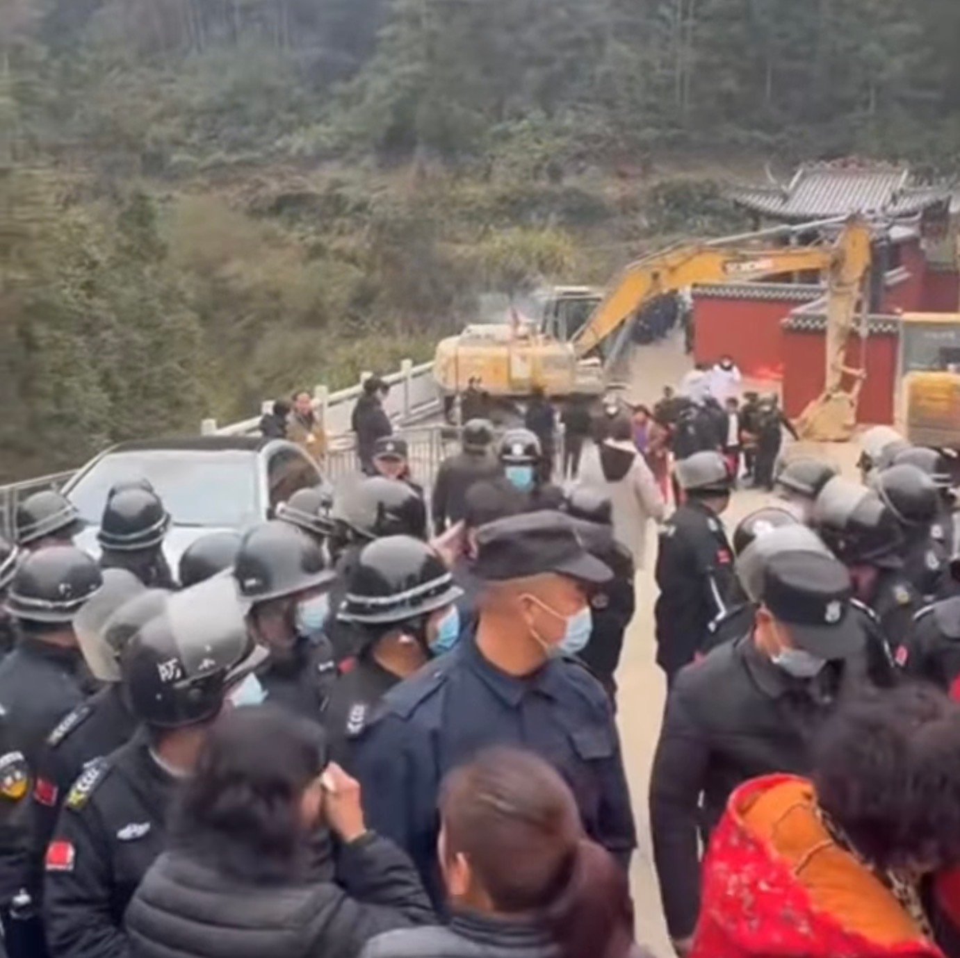 The demolition begins.